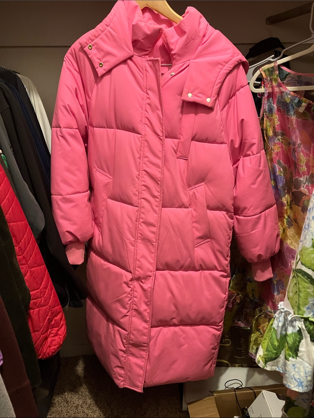 Long Pink Puffer Coat viral from til tok